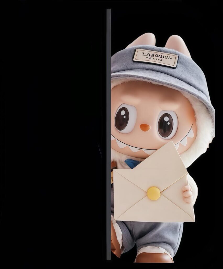 Labubu holding the envelope