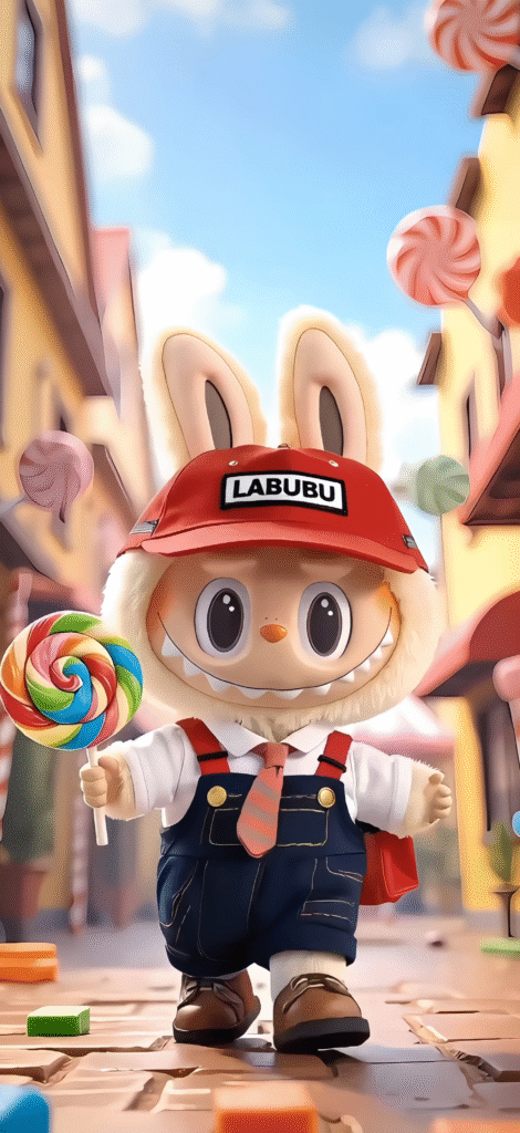 Labubu holding a lollipop