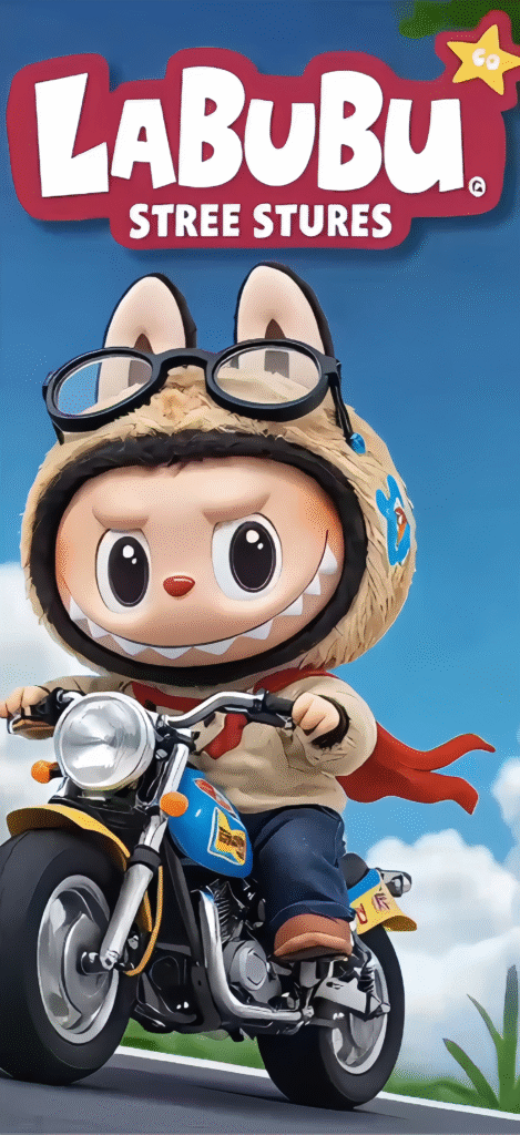Labubu on a motorcycle