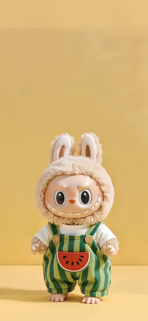 Labubu in watermelon-patterned clothes