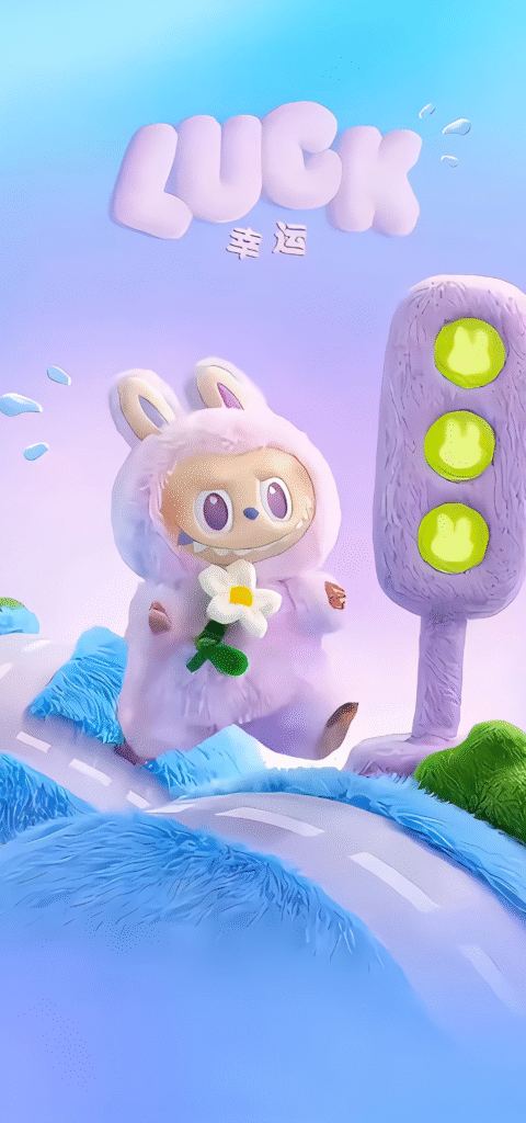 Labubu behind the traffic lights