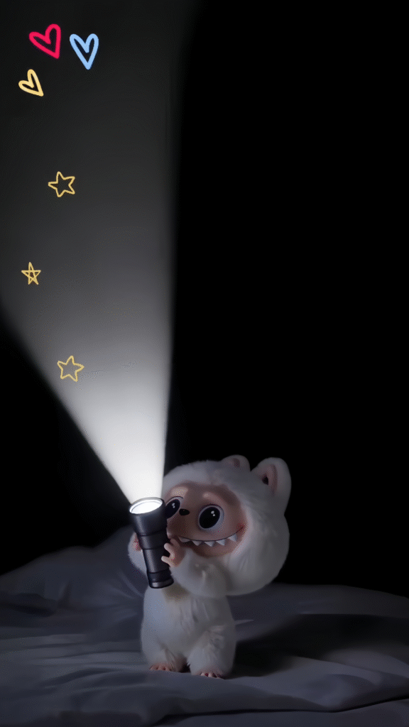 Labubu with a star flashlight